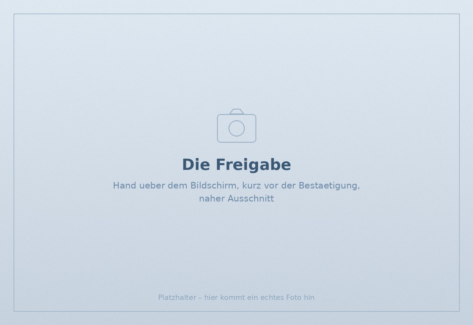 Eine Hand über einem Bildschirm, kurz vor der Freigabe des Protokolls